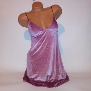 Victoria Secret Lingerie Chemise Slip Dress Pink Mauve Velvet Solid Wireless New